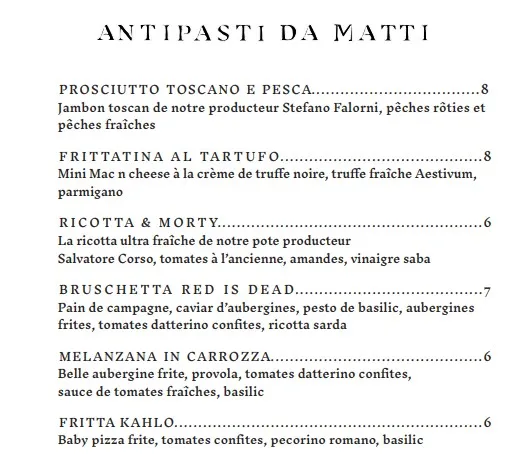 Pizzeria Popolare Menu Antipasti Da Matti