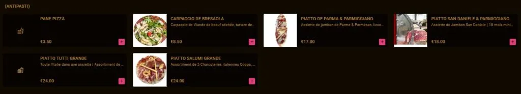 Teatro Divino Menu Antipasti Prix