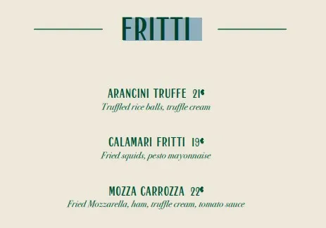 Menu Bambini FRITTI