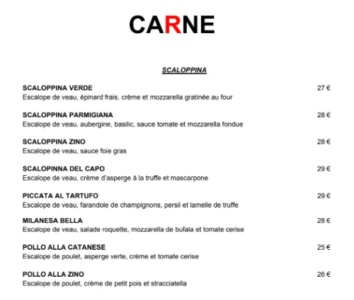 Zino Menu CARNE 