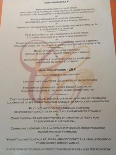 Christopher Coutanceau Menu Carte & Courses Prix