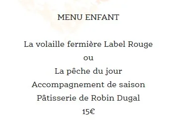 L’ANSE SAUVAGE MENU ENFANT