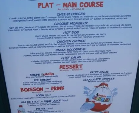 Planet Hollywood Menu Enfant