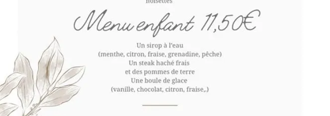 Restaurant de l’abbaye Menu Enfant Carte