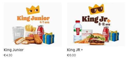 Rosny 2 Burger King MENU ENFANTS