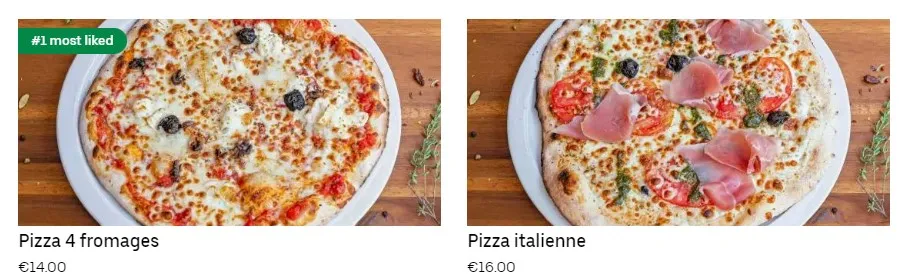 Boem Menu Pizzas au feu de bois Prix