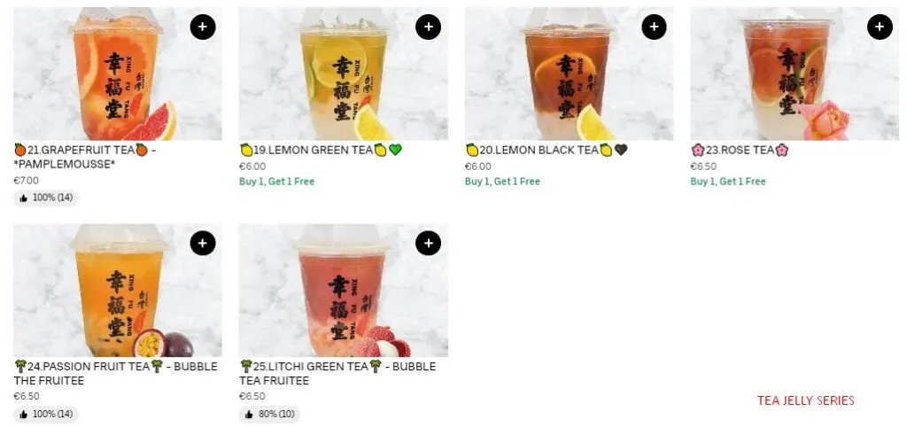 Xing Fu Tang Menu TEA JELLY SERIES Carte