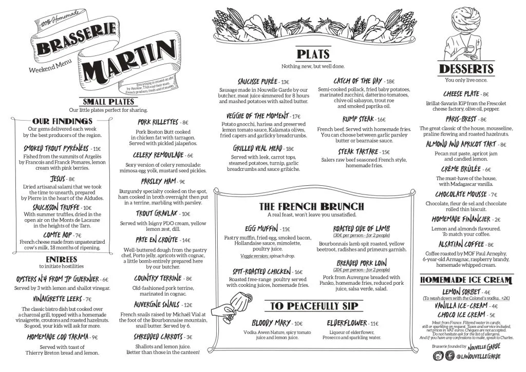 Brasserie Martin Menu Week-End