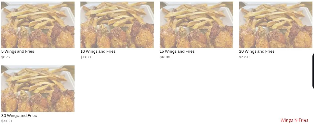 Waffle Factory Menu Wings N Fries Prix