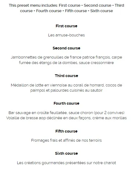 L’Auberge du Pont de Collonges Menu bourgeois Prix 