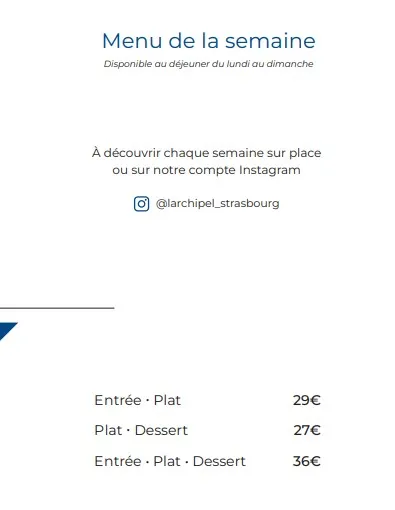 L’Archipel Strasbourg Menu de la semaine