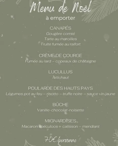 Restaurant Bacôve Menu du Noël 