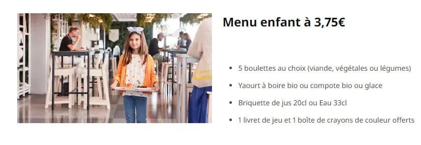 Ikea Menu enfant à 3,75€