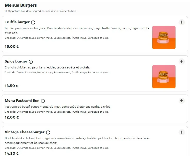 Bomba Coignières Menus Burgers Tarif