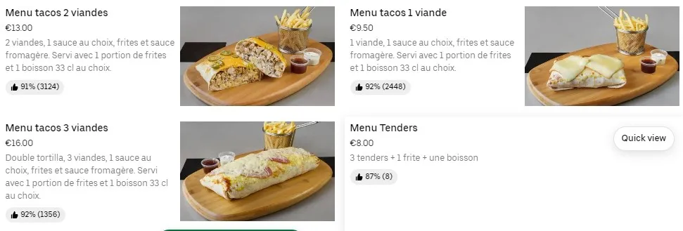 Los Tacos Menus Carte