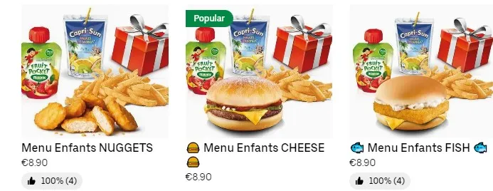 So Drive Burger Menus enfants