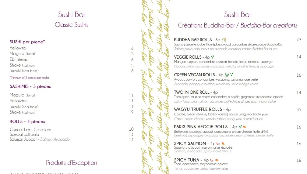 Buddha-Bar Mini Sushi Bar Prix 