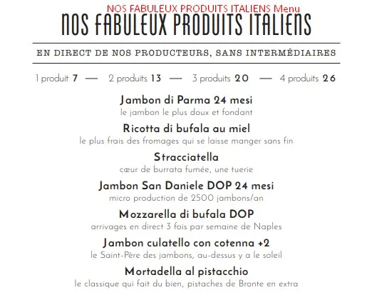 Pink Mamma NOS FABULEUX PRODUITS ITALIENS Menu