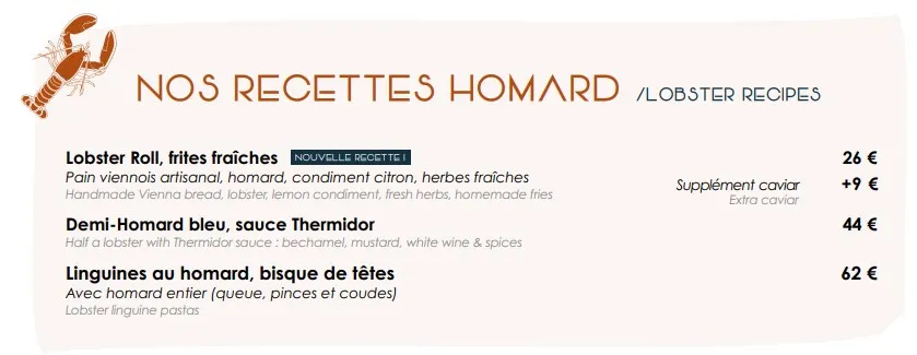 La Réserve Péché Iodé NOS RECETTES HOMARD /LOBSTER RECIPES