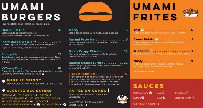 Umami Burgers Notre sélection pour vous Menu