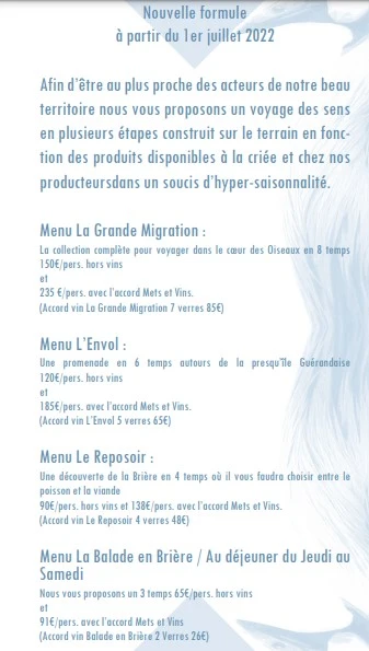 La Mare aux Oiseaux Nouvelle formule & Menu Prix