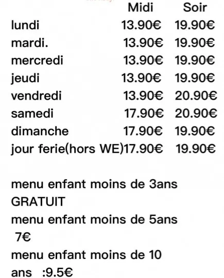 OTO Valence Menu Prix