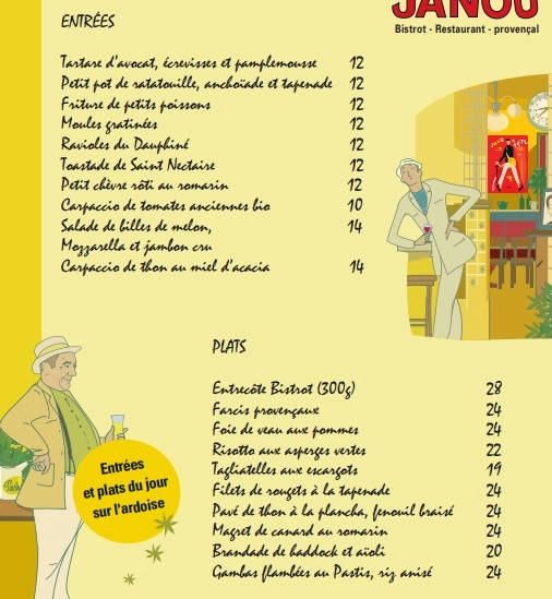 Chez Janou Menu Et Tarifs Actualisés France Carte 2024 - Menu Prix