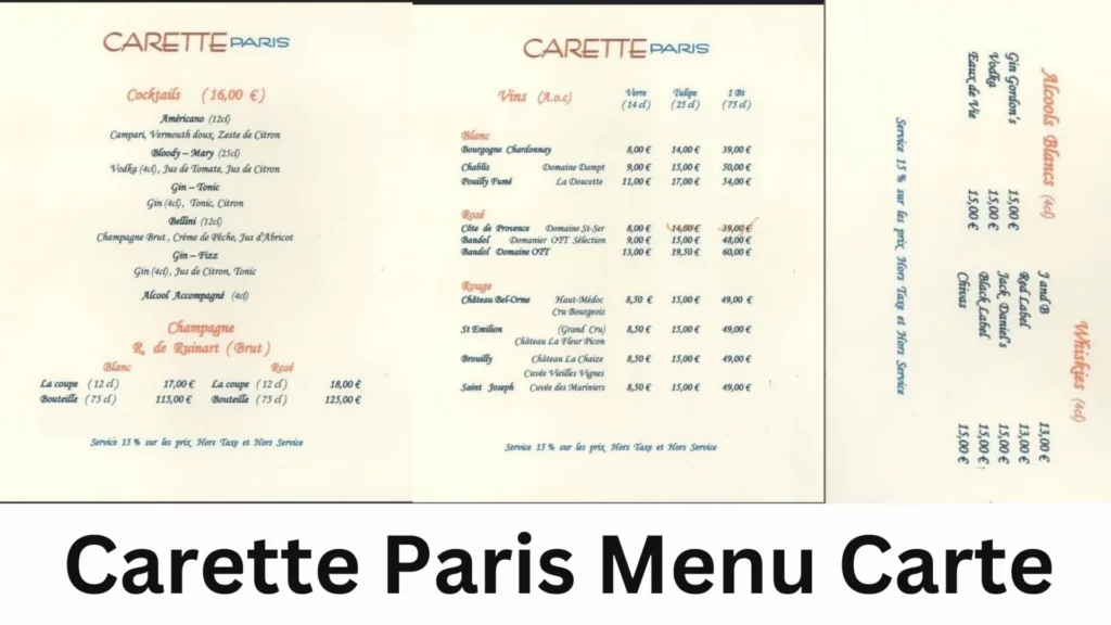 Paris Francias Carette Digestifs Carte & Prix