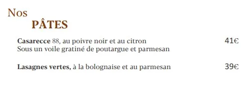 Pavillon Ledoyen Nos PÂTES Prix