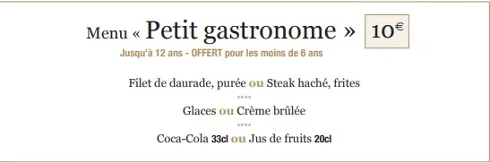 L’Auberge Dab Petit gastronome Menu