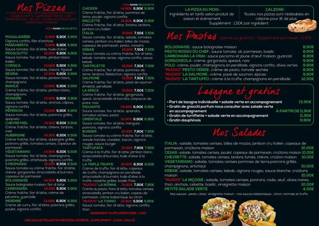 A Casa Nostra Pizzas Prix des Menu