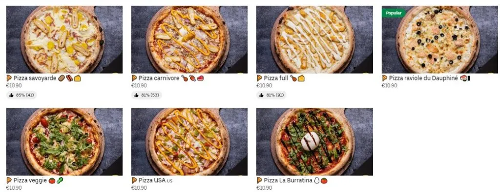 Ta5ty Pizza Grenoble Pizzas signatures