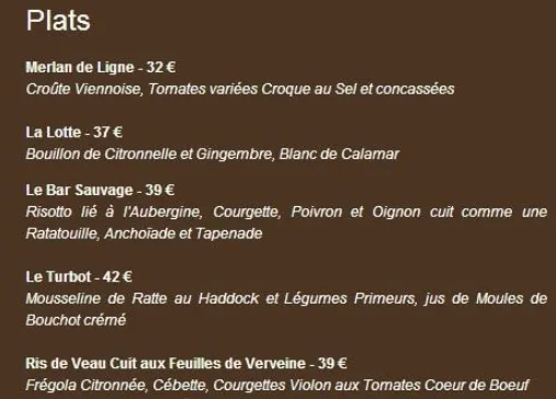 Vaux De Cernay Abbey Plats Menu & Prix