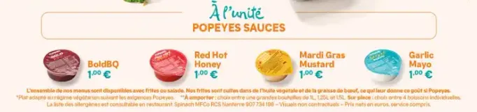 Popeyes Sauces Menu