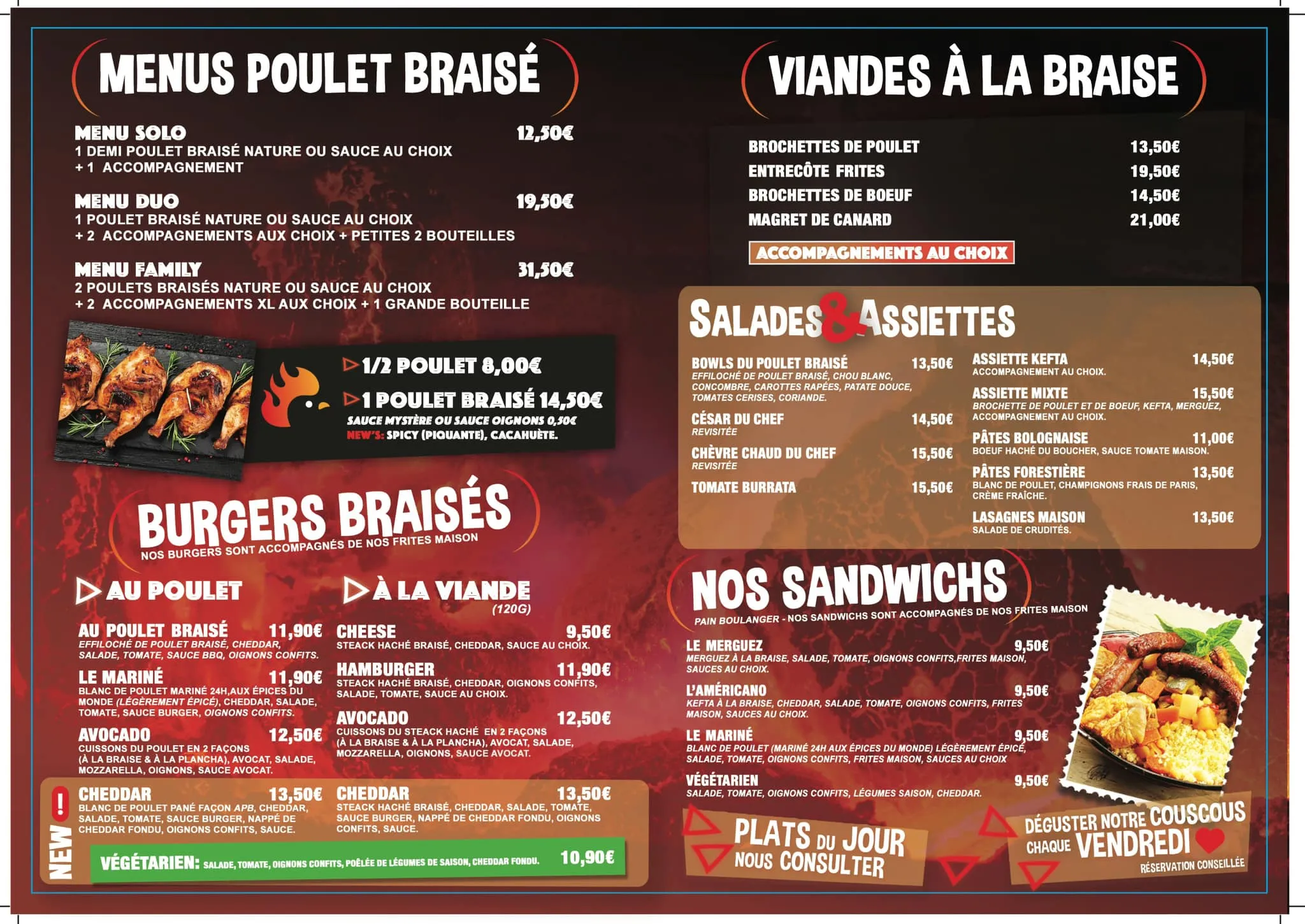 Poulet Braisé Menu Prix