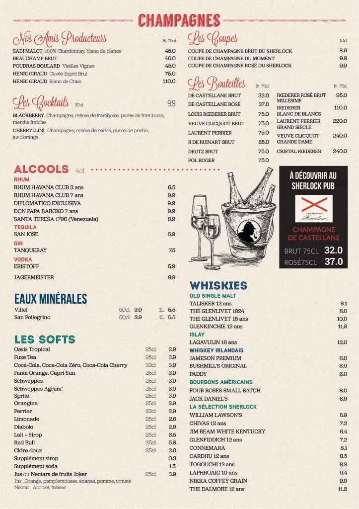 The Sherlock Pub – Restaurant Reims Thillois Prix des Menu & Carte Menu Prix