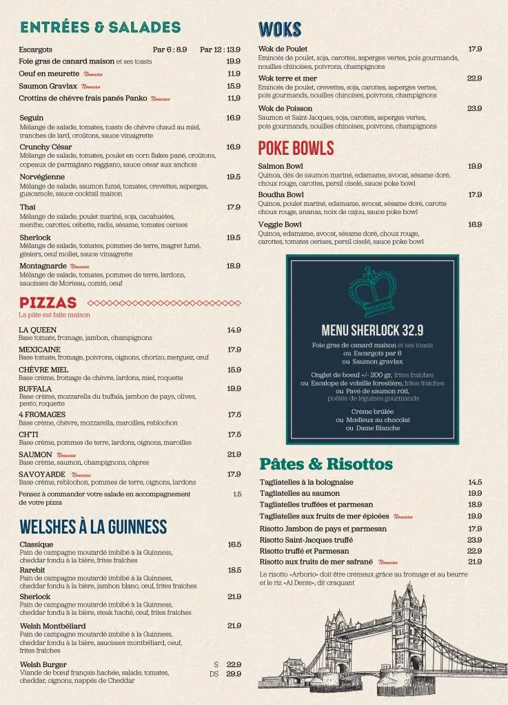 The Sherlock Pub – Restaurant Reims Thillois Prix des Menu 