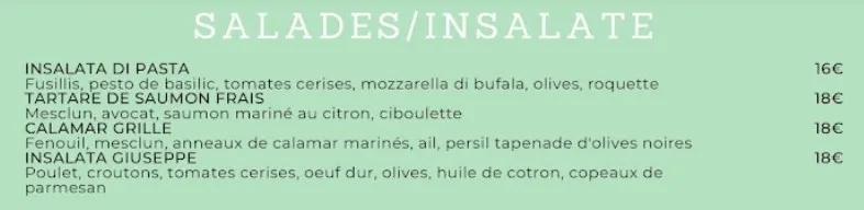 Crescendo Prix des SALADES/INSALATE