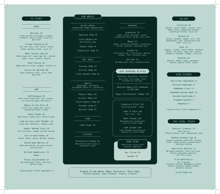 Raffiné Tarif Vins Menu Carte