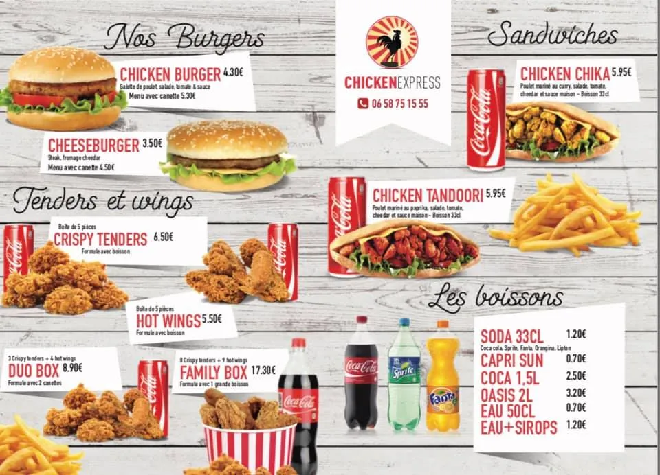 Chicken Express Recommended Carte & Prix