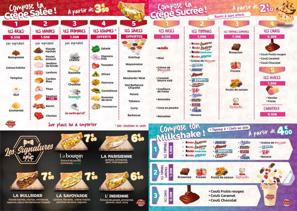 A Fond La Crepe Recommended Menu Prix