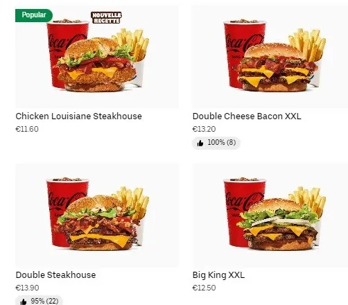 Redon Burger King MENUS