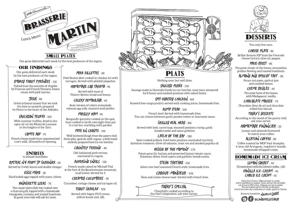 Brasserie Martin Restaurant B. Martin Menu Midi Prix