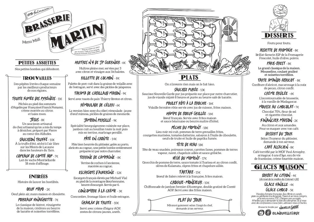 Brasserie Martin Restaurant B. Martin Menu Midi