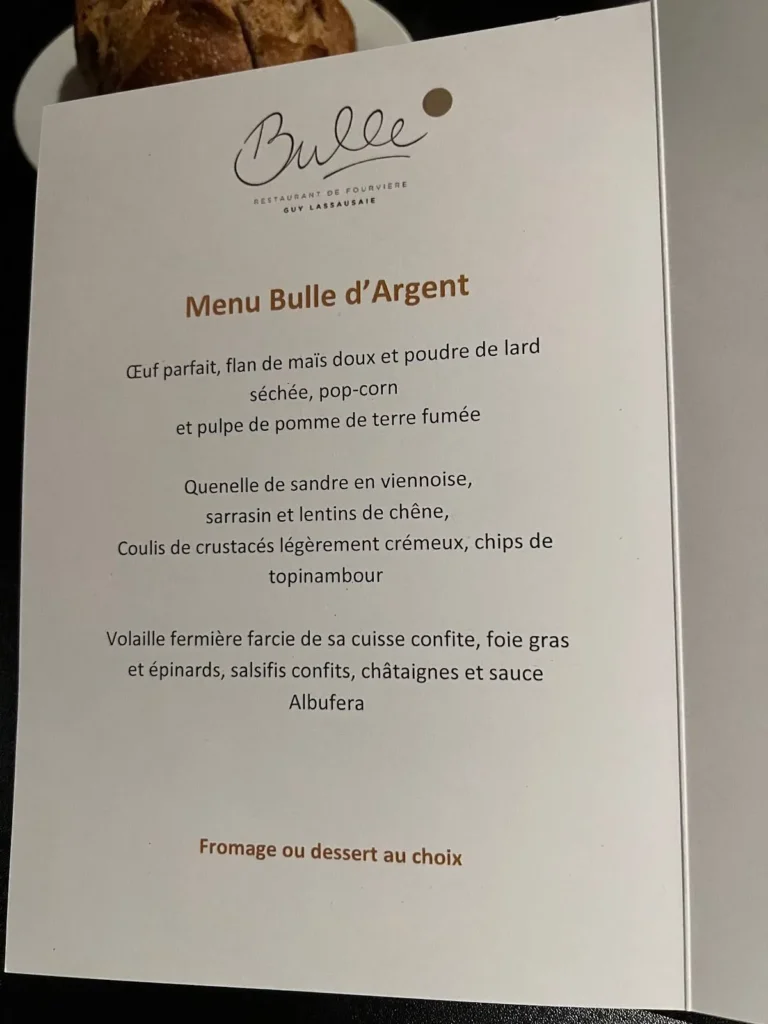 Restaurant Bulle Menu Prix