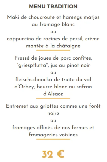 Restaurant Le Musée Menu prix