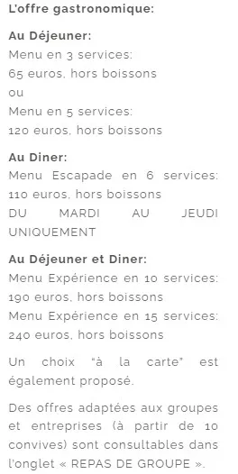 Le Jardin Des Sens Restaurant Menus