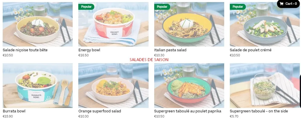 Cojean SALADES DE SAISON Carte & Prix