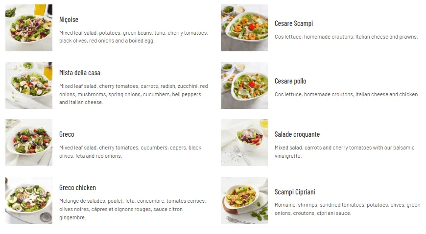 Vapiano Salades Prix