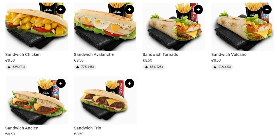 Macadam Sandwiches Menu Carte